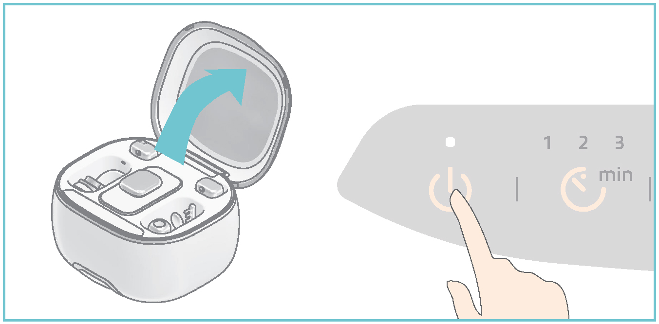 操作パネル上の電源スイッチ